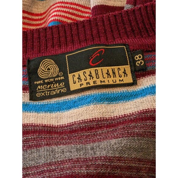 Casablanca Women Merino Wool Cardigan Button Front Euro 38 US 6 Striped Red Blue - Picture 6 of 6